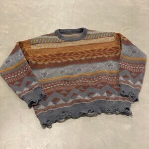 vintage y2k distressed patterned sweater